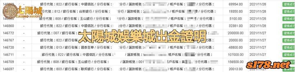 太陽城娛樂城玩家提領明細,秉持誠信且不亂鎖帳號