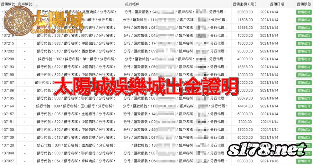 太陽城娛樂城出金紀錄圖