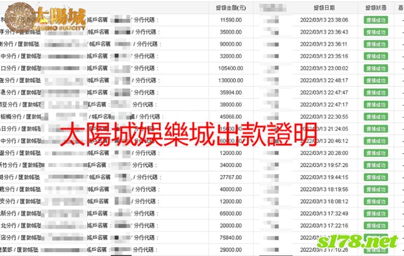 玩家出金圖，支持喜愛的隊伍下注就到太陽城娛樂城！