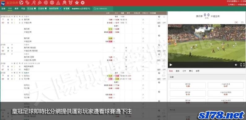 皇冠足球即時比分網提供運彩玩家邊看球賽邊下注！