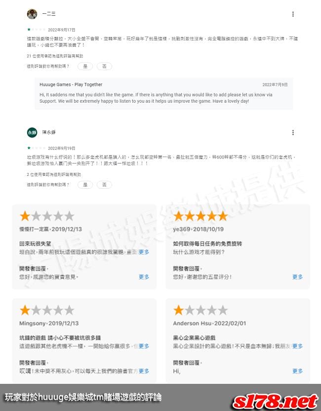 玩家對於huuuge娛樂城tm賭場遊戲的評論!
