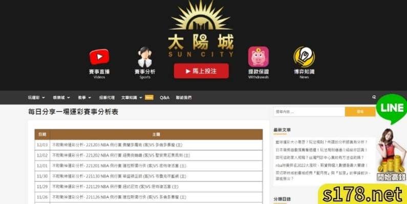 運彩分析推薦太陽城娛樂城,專業分析帶您過盤!